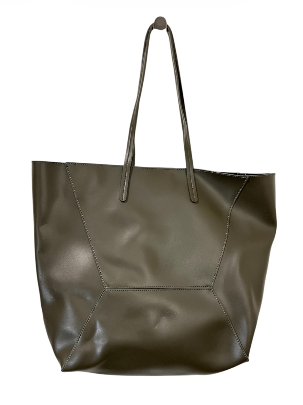 2/$10 Joe Fresh Taupe Faux Leather Tote Bag